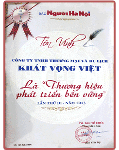 Danh hiệu uy tín du lịch Khát Vọng Việt đã đạt được